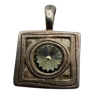 Vintage Jackie Spector Modernist Pendant Geometric‎ Silver Tone 1.25”